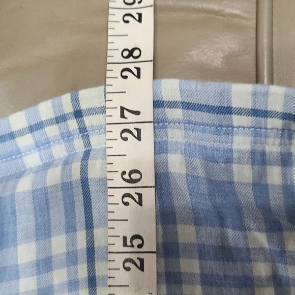 L.L.Bean Mens Flannel Shirt Blue/White Plaid Gray Fleece Lining Pocket M EUC - Picture 11 of 12